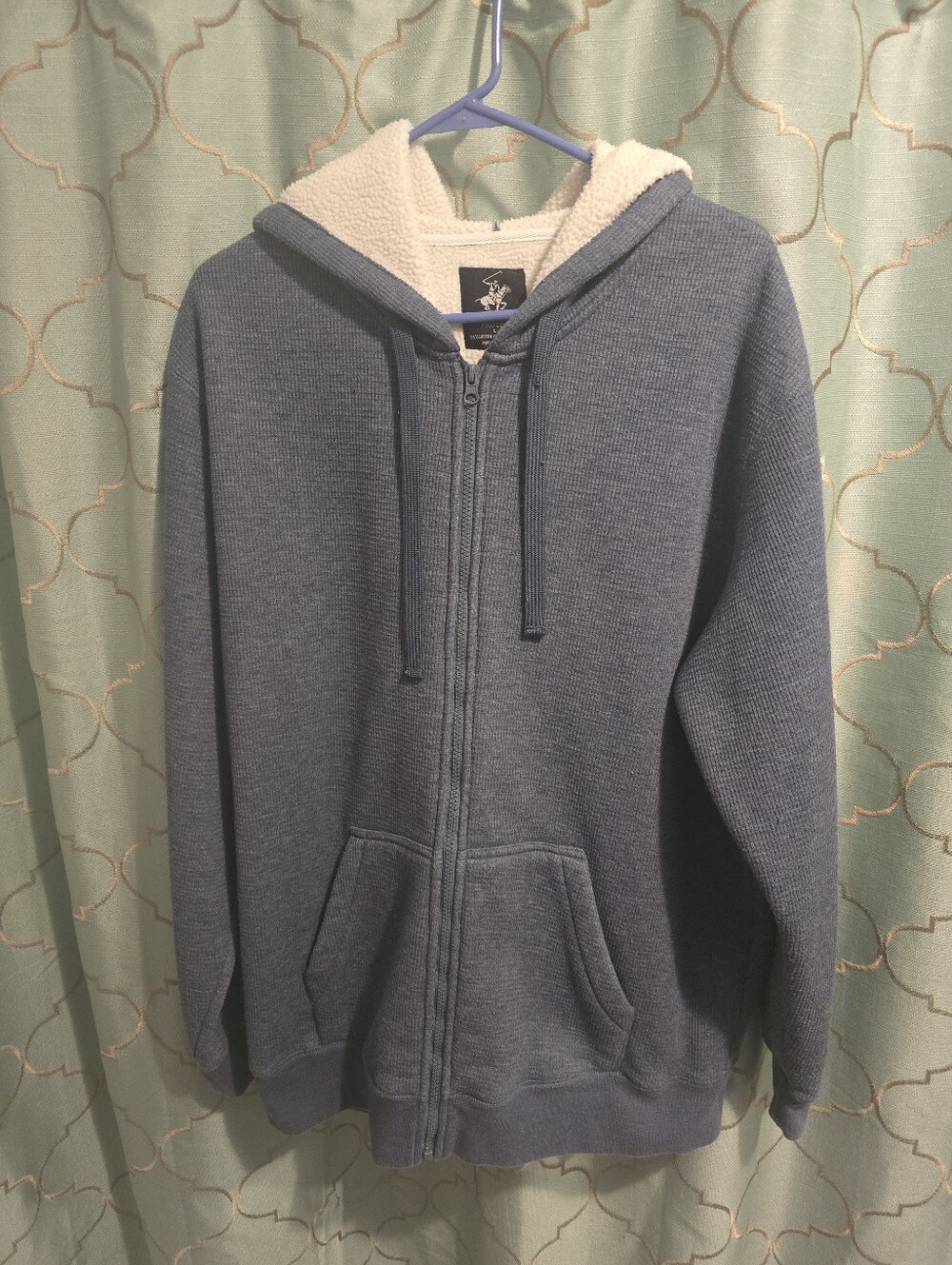 Beverly Hills Polo Club Fleece Lined Hooded Zip Up Jacket Blue Women's Large L